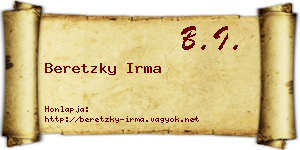 Beretzky Irma névjegykártya